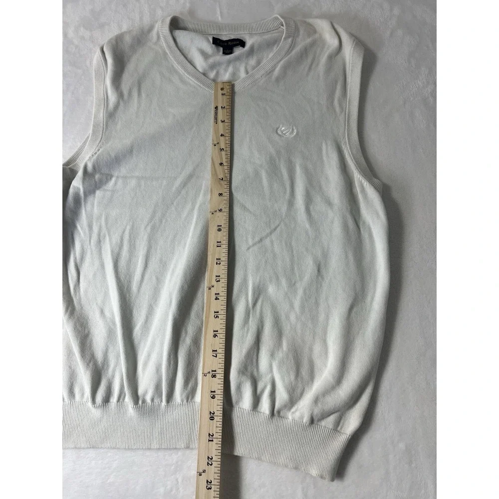 Club Room White V-Neck Cotton Cashmere Sweater Vest Mens Large Pullover